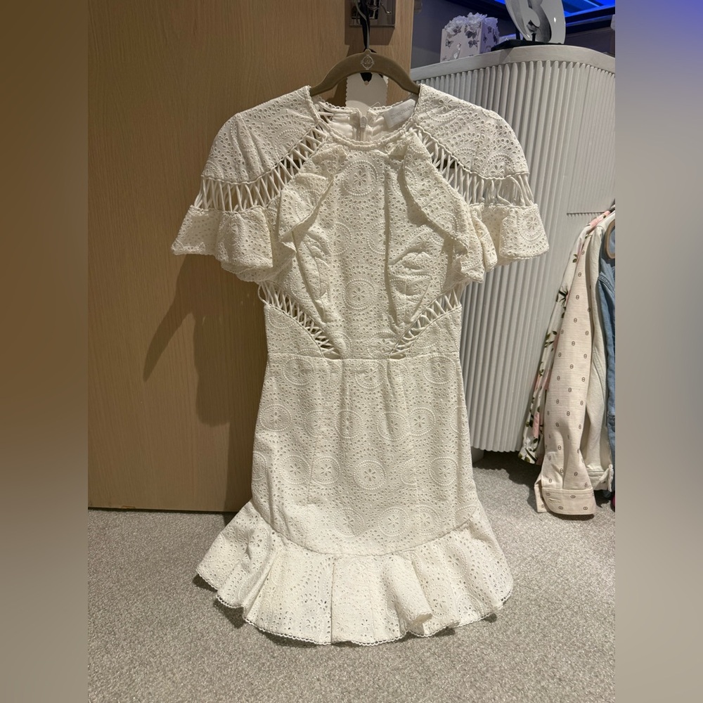 Zimmermann Helm Circle Cotton White Eyelet Dress